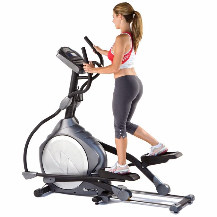 在健身房轨道旅行中锻炼有助于减轻腹部和两侧的体重
